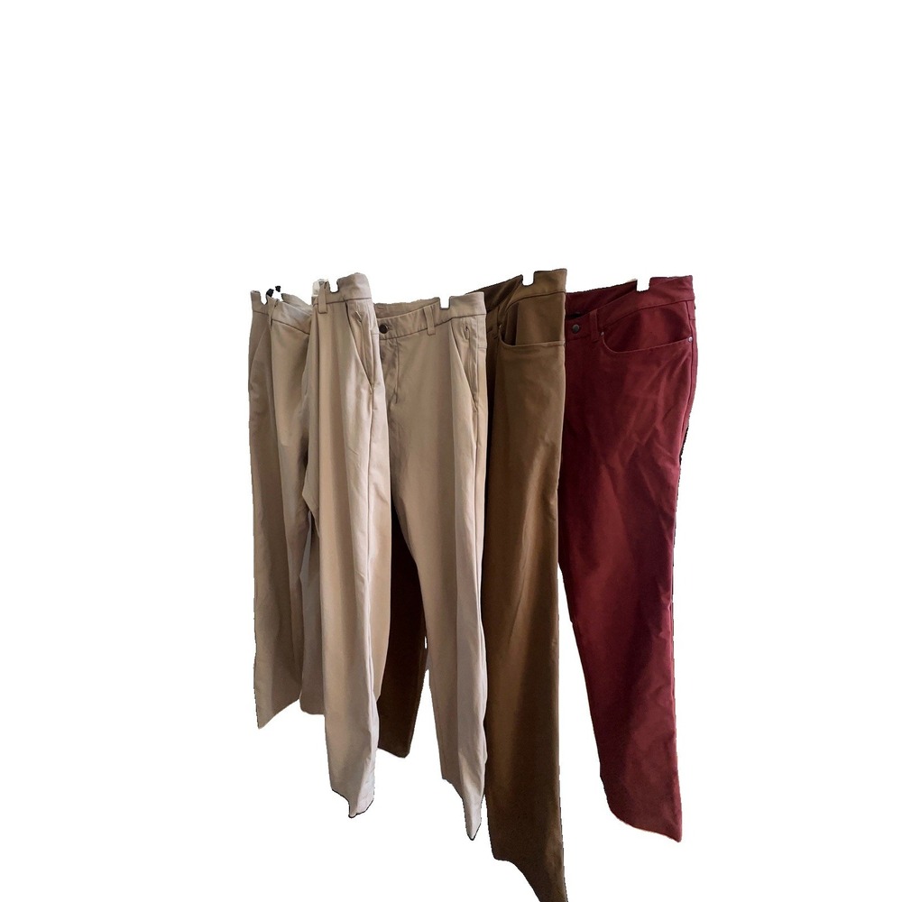 LOT OF 4 Lululemon Mens ABC Pants Size 32 Casual Khaki Brown Burgundy